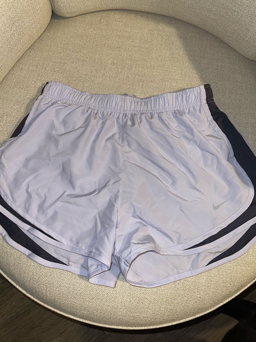 Like New Nike Women's Light Lavender Athletic Running Shorts with Dark Trim